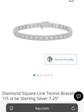 KAY Diamond Square Link Tennis Bracelet
1/5 ct tw Sterling Silver